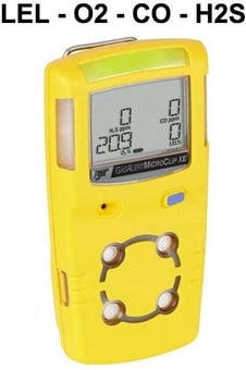 picture of BW Gas Alert Micro Clip XL Gas Detector - Yellow Housing - Detects LEL, O2, CO & H2S - [HW-MCXL-XWHM-Y-UK]