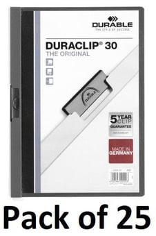 picture of Durable Duraclip 30 Clip Folder - A4 - Anthracite Grey - Pack of 25 - [DL-220057]