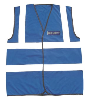 Picture of SECURITY Printed Front and Back Hi-Vis Waistcoat - Royal Blue - With 50mm Width Reflective Tape - BI-61-SEC