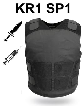 picture of VestGuard - Ultra Covert Home Office Body Armour - KR1 SP1 Stab & Needle Protection - Black - VE-UC102-KR1SP1-BK