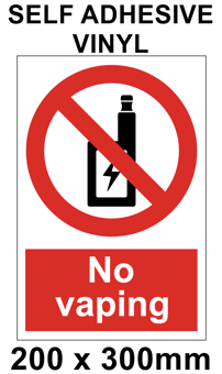 picture of No Vaping Sign - 200 x 300mm - Self Adhesive Vinyl - [IH-NVS23-SAV]