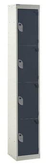 picture of QMP Standard Locker - 4 Compartment - Dark Grey Doors - 1800H x 300W x 300D mm - [QM-LS1830304KXX]