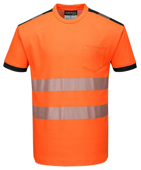 picture of Portwest - PW3 Hi-Vis T-Shirt Orange/Black - Conforms to EN ISO 20471 & RIS 3279-TOM - PW-T181OBR