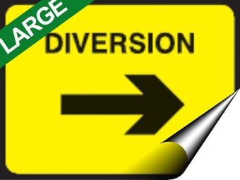 picture of Temporary Traffic Signs - Diversion Right Arrow LARGE - 600 x 450Hmm - Self Adhesive Vinyl - [IH-ZT8L-SAV]