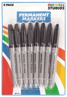 picture of Inkwell Studios 8 Permanent Markers - Black - [BB-BP115]