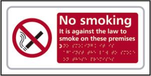 picture of No smoking It is against the law to smoke on these premises – Taktyle (300 x 150mm) - SCXO-CI-TK0601BSI