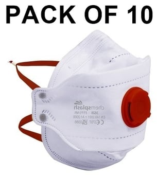 picture of Chemsplash FFP3 Valved Fold Flat Into Cup Mask - Pack of 10 - [BG-3528]