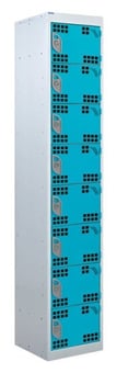 picture of QMP Tool Charging Locker - Perforated Door - Standard Plug - 8 Compartment - Light Blue - 1800H x 450W x 450D mm - [QM-BL1845458UPX]