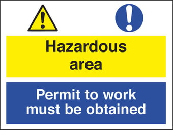 picture of Hazardous Area Permit to Work Sign - 400 X 300Hmm - Rigid Plastic - [AS-CO10-RP]