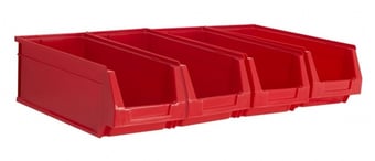 picture of BiGDUG Wall Mounted Bin Rail Kit - 4 x Red Plastic Parts Bins - 130h x 640w x 336d mm - [BDU-TYBRB53R]