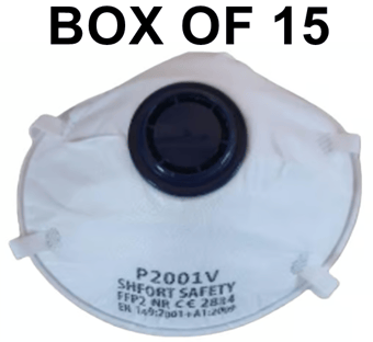 picture of SHFORT P2001V FFP2 NR Disposable Valved Dust Mask - White - Box of 15 - [HT-P2001V]