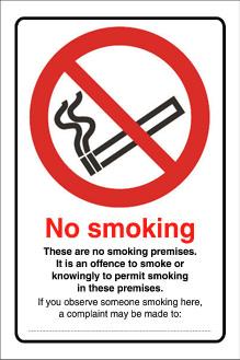 Picture of No Smoking Premises Complaint Sign - 400 X 600Hmm - Duralite GRP - [AS-TUF40-DG]