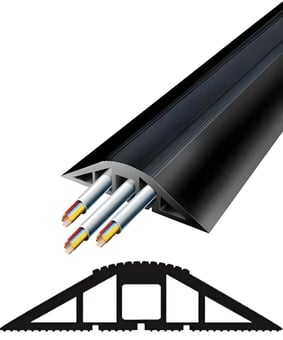 Picture of Vulcascot Superior Office Floor Cable Protector - Two 18 x 16 mm + One 14 x 16 mm Channels - Black - Price per meter - [VS-MCP/2]