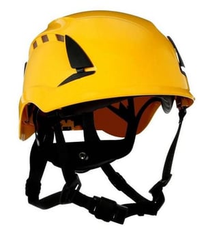 Picture of 3M - X5000 Series SecureFit Yellow Safety Helmet - Vented - 6-Point Ratchet - 4 Point Chin Strap - [3M-X5002VE-CE]