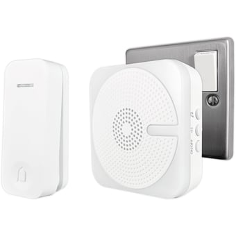picture of Plug-in Door Chime with Kinetic Bell Push - White - [UM-66408] - (DISC-X)