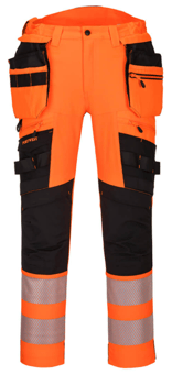 picture of Portwest - DX442 - DX4 Hi-Vis Detachable Holster Pocket Trouser - Orange/Black - PW-DX442OBR
