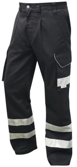 Picture of Ilfracombe - Black Reflective Poly/Cotton Cargo Trouser - Short Leg - LE-CT02-BK-S