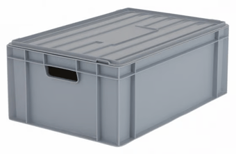 Picture of BiGDUG Euro Stacking Box with Hinged Lid - 235h x 400w x 600d mm - 42L - Grey - Box Deal of 10 - [IH-BDU-BNB4622LG] - (LP)