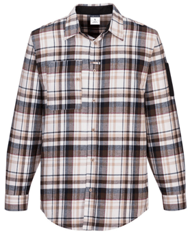 picture of Portwest - KX3 Check Work Shirt - Brown Check - Polyester Cotton - 165g - PW-KX370BRC