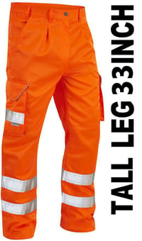 picture of Hi-Vis Orange Tall Leg Bideford Poly/Cotton Cargo Trouser - LE-CT01-O-TALL