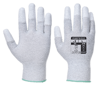 picture of Portwest A198 Antistatic PU Fingertip Grey Gloves - Pair - PW-A198GRR