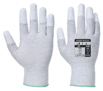 Picture of Portwest A198 Antistatic PU Fingertip Grey Gloves - Pair - PW-A198GRR