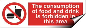 picture of Food and Drink Forbidden Area Sign - 300 X 100Hmm - Self Adhesive Vinyl - [AS-PR109-SAV]