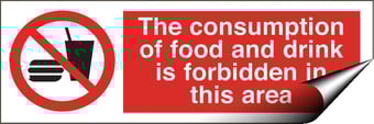 picture of Food and Drink Forbidden Area Sign - 300 X 100Hmm - Self Adhesive Vinyl - [AS-PR109-SAV]