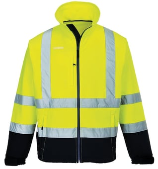 picture of Portwest - Yellow/Navy Hi-Vis Contrast Softshell (3L) - PW-S425YNR