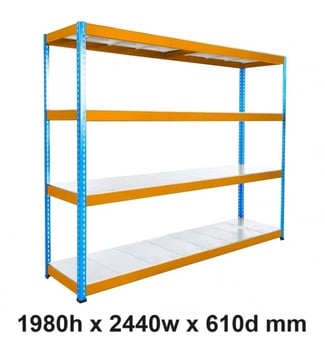 picture of BiGDUG BiG400 Racking 4 Levels - Steel Shelves - 1980h x 2440w x 610d mm - [BDU-B41924064BOS]
