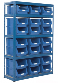 picture of BiGDUG Shelving Unit - 1780h x 1200w x 450d mm - 5 Levels - 21x B58 Blue Bins - [BDU-PBK4B] - (LP)