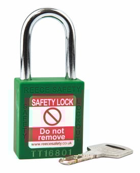 picture of Reece Nylon Body Safety Padlock - 38mm Steel Shackle - Keyed to Differ - Green - [RS-TT38GRN] - (LP)