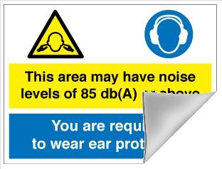 picture of Noise Levels Ear Protection Required Sign - 400 x 300Hmm - Self Adhesive Vinyl - [AS-MA102-SAV]