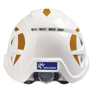 picture of Centurion - Nexus Core White Helmet - Wheel Ratchet Vented With S30ONHIRS Orange Stickers - [CE-S16EWRFN-O]