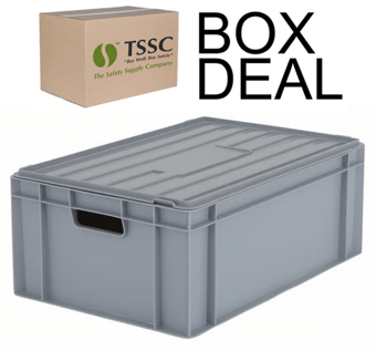 picture of BiGDUG Euro Stacking Box with Hinged Lid - 235h x 400w x 600d mm - 42L - Grey - Box Deal of 10 - [IH-BDU-BNB4622LG] - (LP)