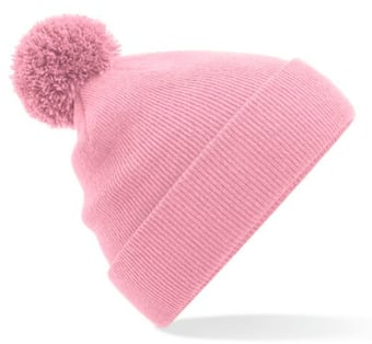 Picture of Beechfield Junior Original Pompom Beanie - Double Layer Knit - Dusky Pink - [BT-B426B-DYP]