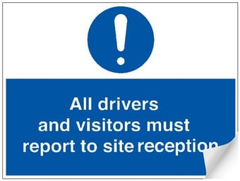 Picture of Drivers and Visitors Report to Site Reception Sign - 600 x 450Hmm - Self Adhesive Vinyl - [AS-MA122-SAV]