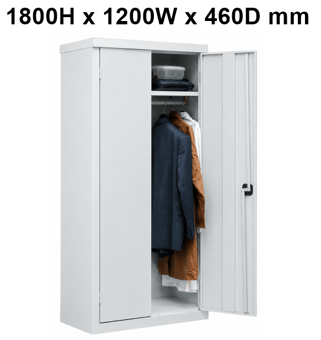 picture of QMP Clothing Cupboard - 1 Shelf - Light Grey Doors - 1800H x 1200W x 460D mm - [QM-CC181246ZLXX]