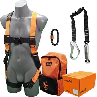 picture of ARESTA Scaffolder Kit 5 - Single Point Harness - EEZE-KLICK Buckle - Elasticated Webbing Lanyard - Backpack - EN361 EN354 - [XE-AK-S05]