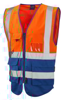 picture of Hi-Vis Orange/Royal Blue Superior Waistcoat - Length 75cm - LE-W11-O/RO