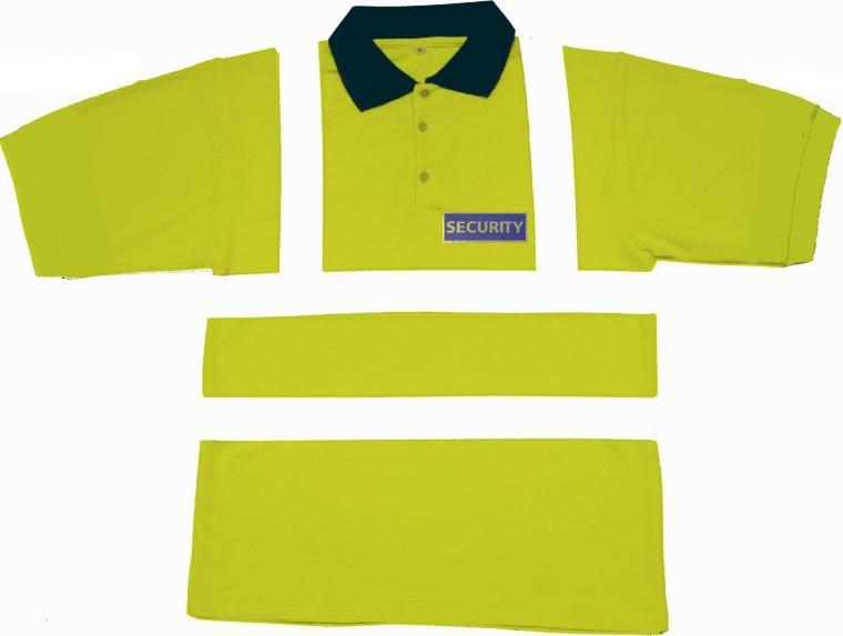 Security Printed Front and Back - Hi Vis Value Yellow Polo Shirt - Navy Collar -BI-35-SEC - (DISC-W)