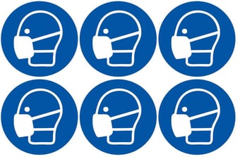 picture of Safety Labels - Face Mask Symbol (24 pack) 6 to Sheet - 75mm dia - Self Adhesive Vinyl - [IH-SL38-SAV]