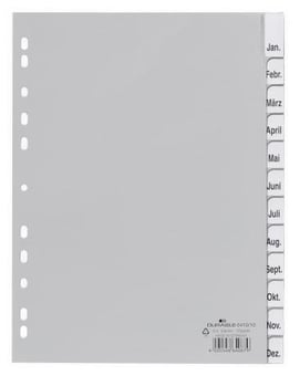 picture of Durable - Polypropylene Index with Sealed Tabs and 12 Insert Labels - Grey - [DL-641010]
