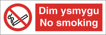 Picture of Welsh No Smoking Sign LARGE - 600 X 200Hmm - Rigid Plastic - [AS-PR315-RP]