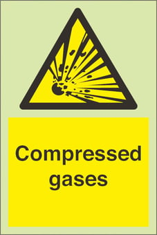 Picture of Photoluminescent Compressed Gases Signs - 200 X 300Hmm - Self Adhesive Rigid Plastic - [AS-PH252-SARP]