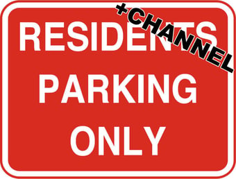 picture of Street Signs - Residents Parking Only With Fixing Channel - FIXING CLIPS REQUIRED - 600 x 450Hmm - Reflective - 3mm Aluminium - [AS-TR186C-ALU]