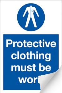 picture of Protective Clothing Must be Worn Sign - 200 x 300Hmm - Self Adhesive Vinyl - [AS-MA39-SAV]