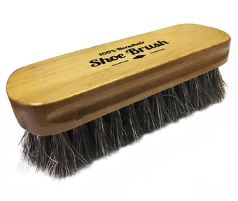 picture of Safety Supply Boot Polish Brush - 100% Horse Hair - Contoured Hard Wood Stained Handle - [BZ-RY890] - (DISC-C-W)