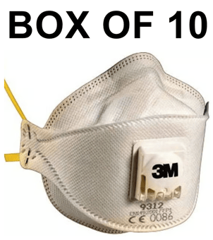 picture of 3M - Aura P1 FOLDABLE VALVED Dust/Mist Respirator Mask - Box of 10 - [3M-9312+]