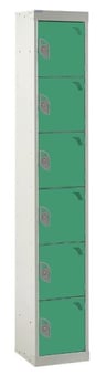picture of QMP Tool Charging Locker - Solid Door - Standard Plug - 6 Compartment - Green - 1800H x 450W x 450D mm - [QM-BL1845456GSX]